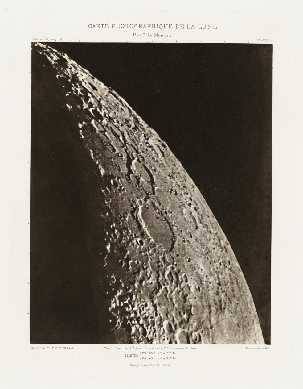 Carte photographique de la lune, planche XXII.A (Photographic Chart of the Moon, plate XXII.A),October 23 - Charles le Morvan