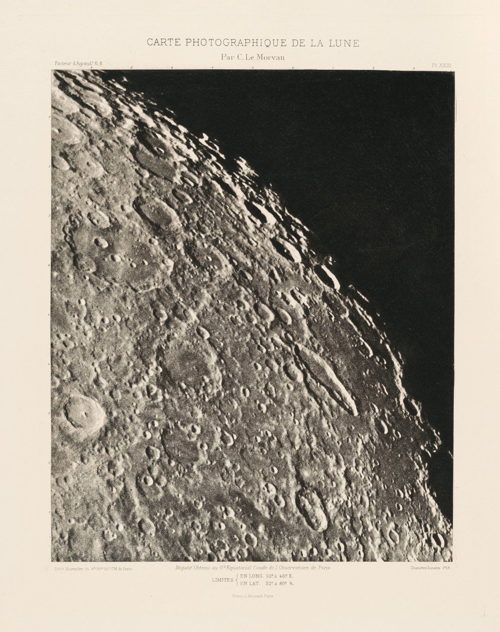 Carte photographique de la lune, planche XXIII (Photographic Chart of the Moon, plate XXIII),November 14 - Charles le Morvan