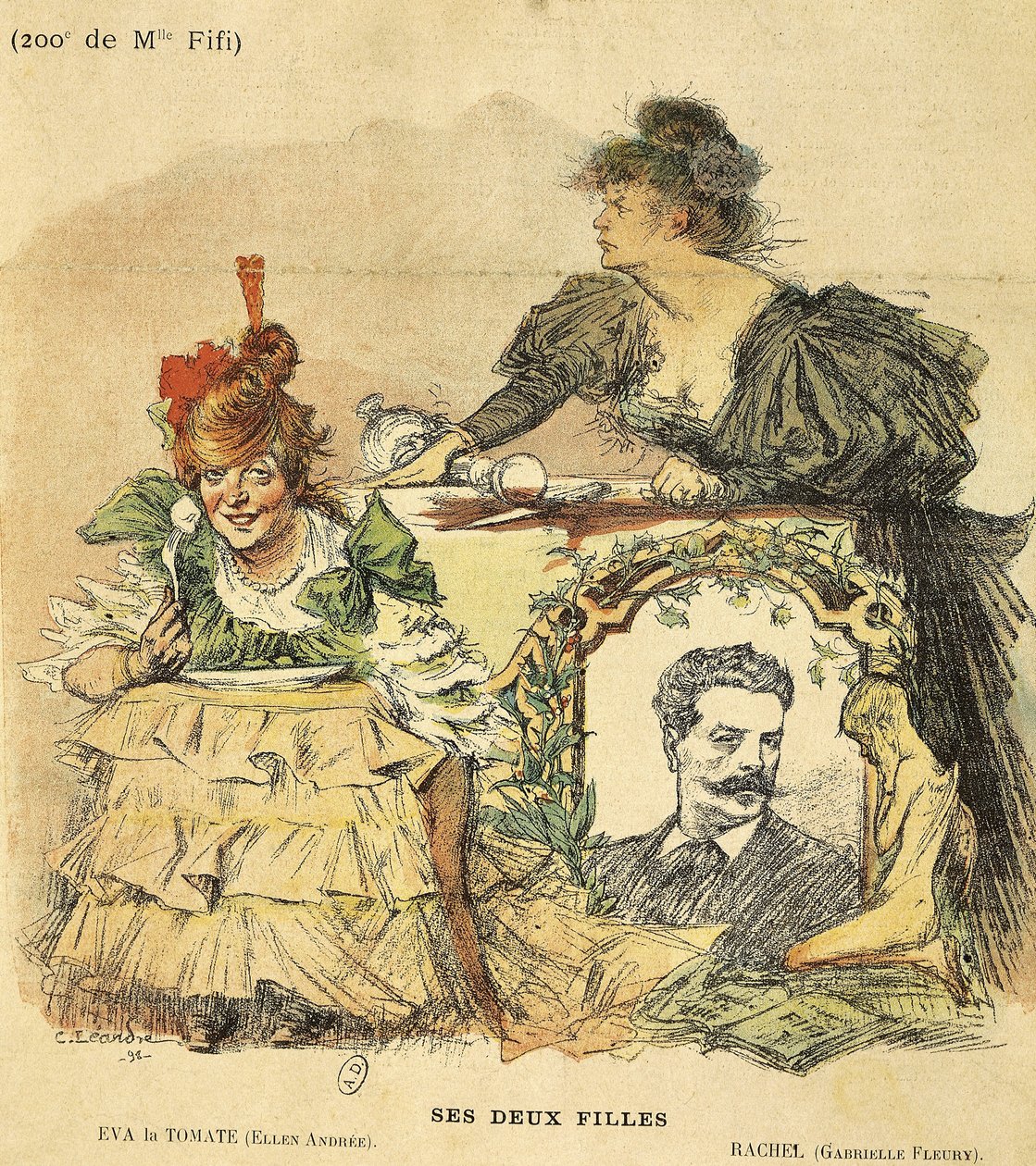 Dessin pour les deux centièmes représentations de Mademoiselle Fifi, d