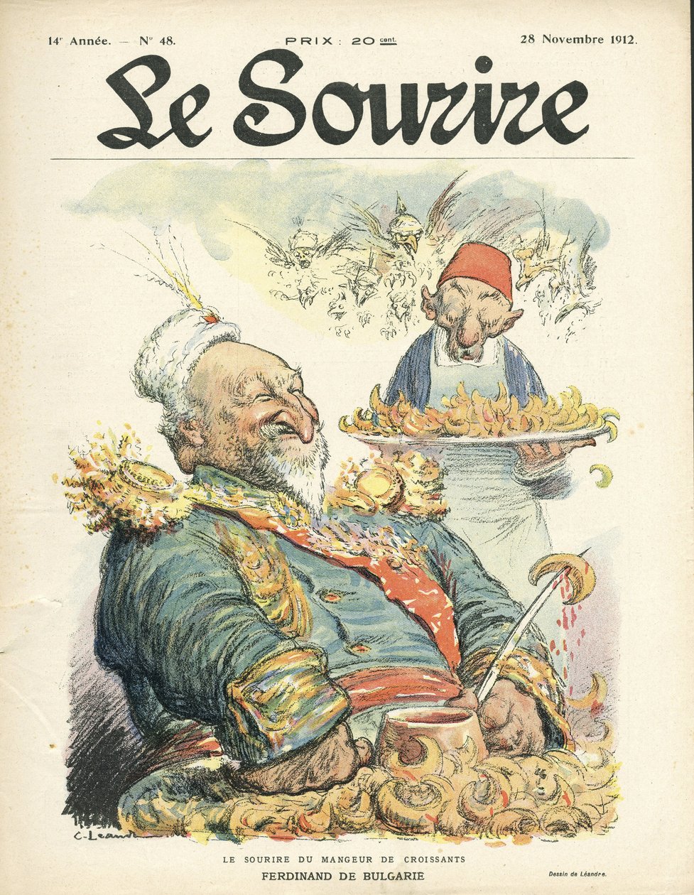 Illustration de Charles Leandre pour la couverture de Le Smile, N° 48, 28/11/12 - Le sourire du mangeur de croissants - Charles Leandre