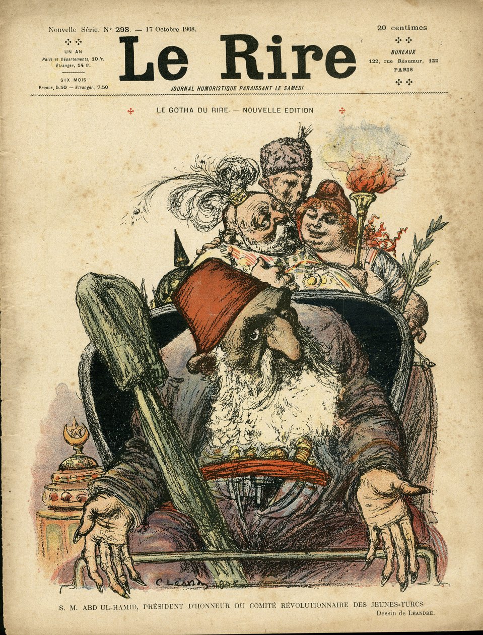 Illustration de Charles Léandre (1862-1934) pour la couverture de Le Rire - Charles Leandre