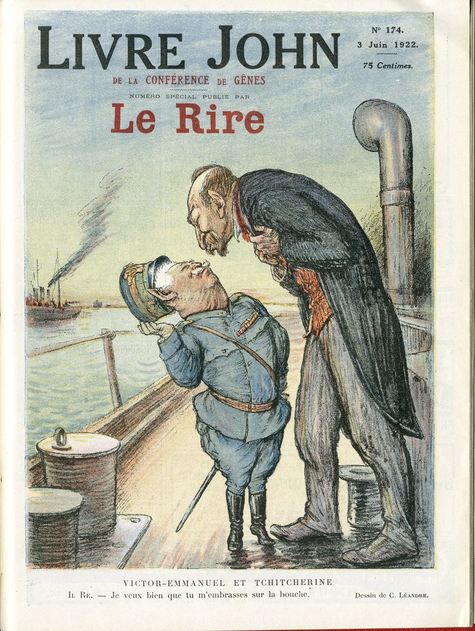 Illustration de Charles Leandre pour la couverture de Le Rire, 03/06/22 - Italie, URSS - Victor Emmanuel 1er, Gueorgui Titcherine - Charles Leandre