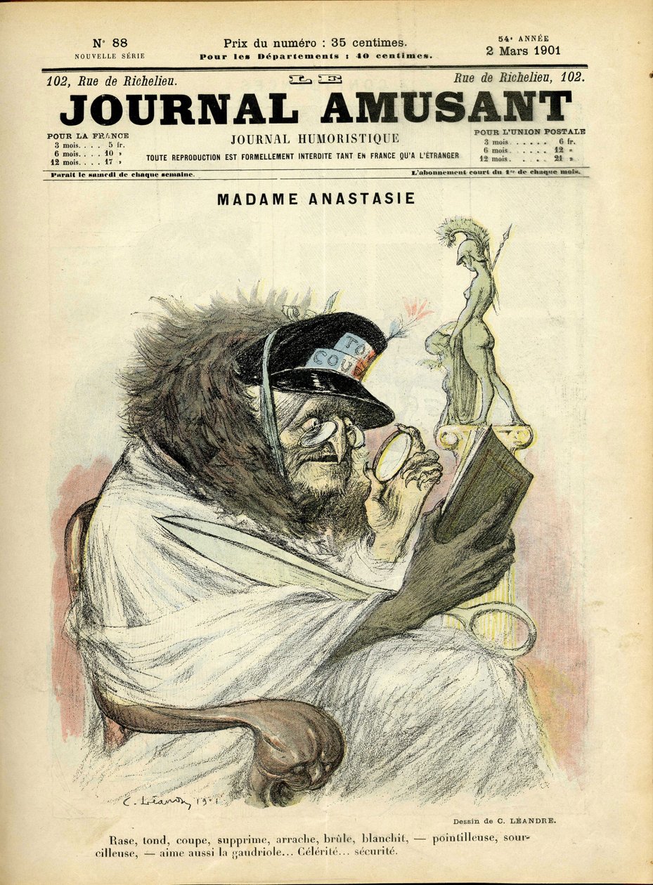 Illustration de Charles Léandre pour la couverture de Le Journal Fun