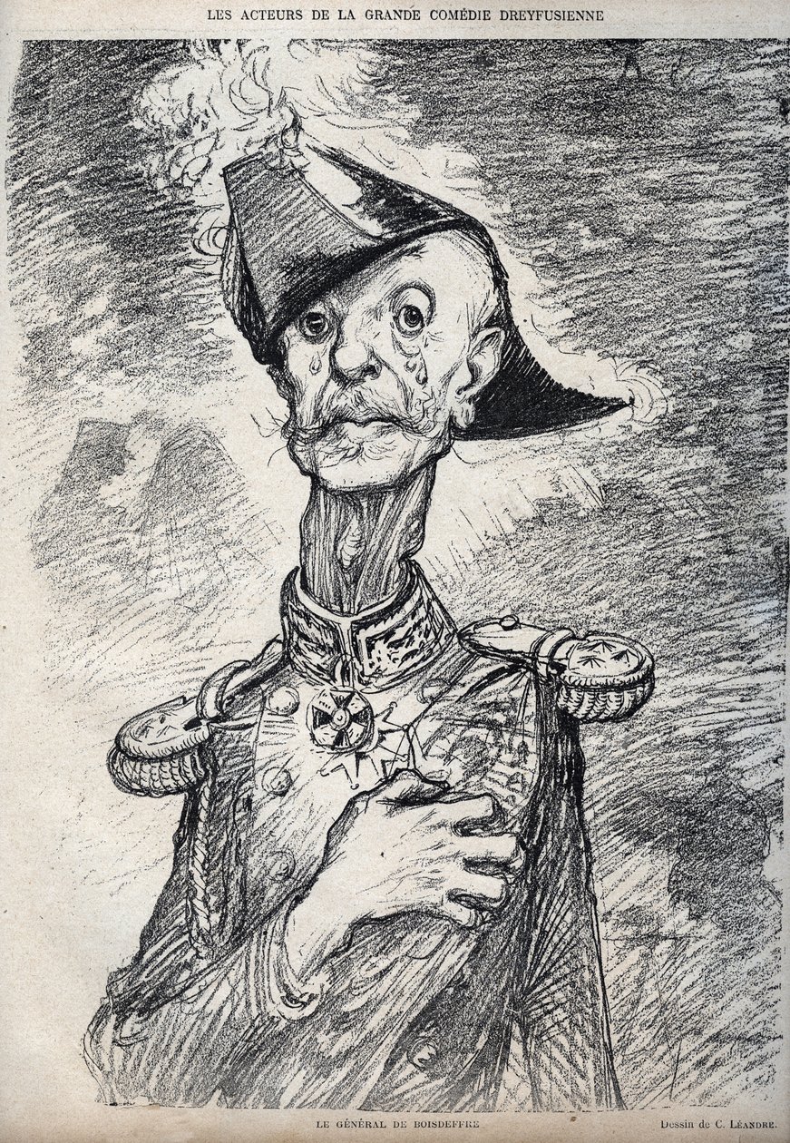 Les acteurs de la grande comédie dreyfusienne - Portrait de Raoul Le Mouton de Boisdeffre (Général de Boisdeffre) (1839-1919), militaire français - caricature de Charles Léandre (1862-1934) dans « Le Rire » 1898 - Charles Leandre