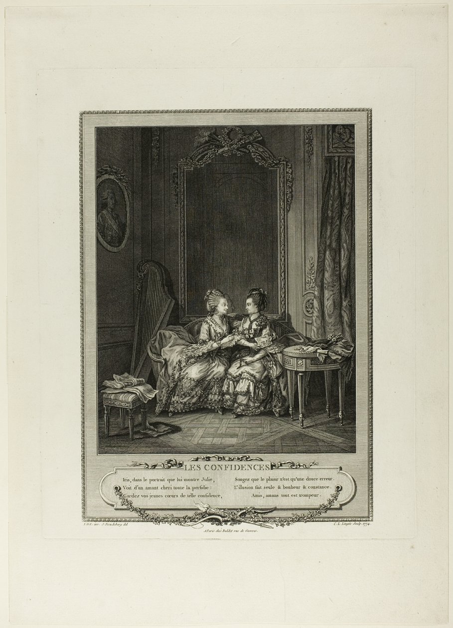 Confidences, from Monument du Costume Physique et Moral de la fin du Dix-huitième siècle - Charles Louis Lingée