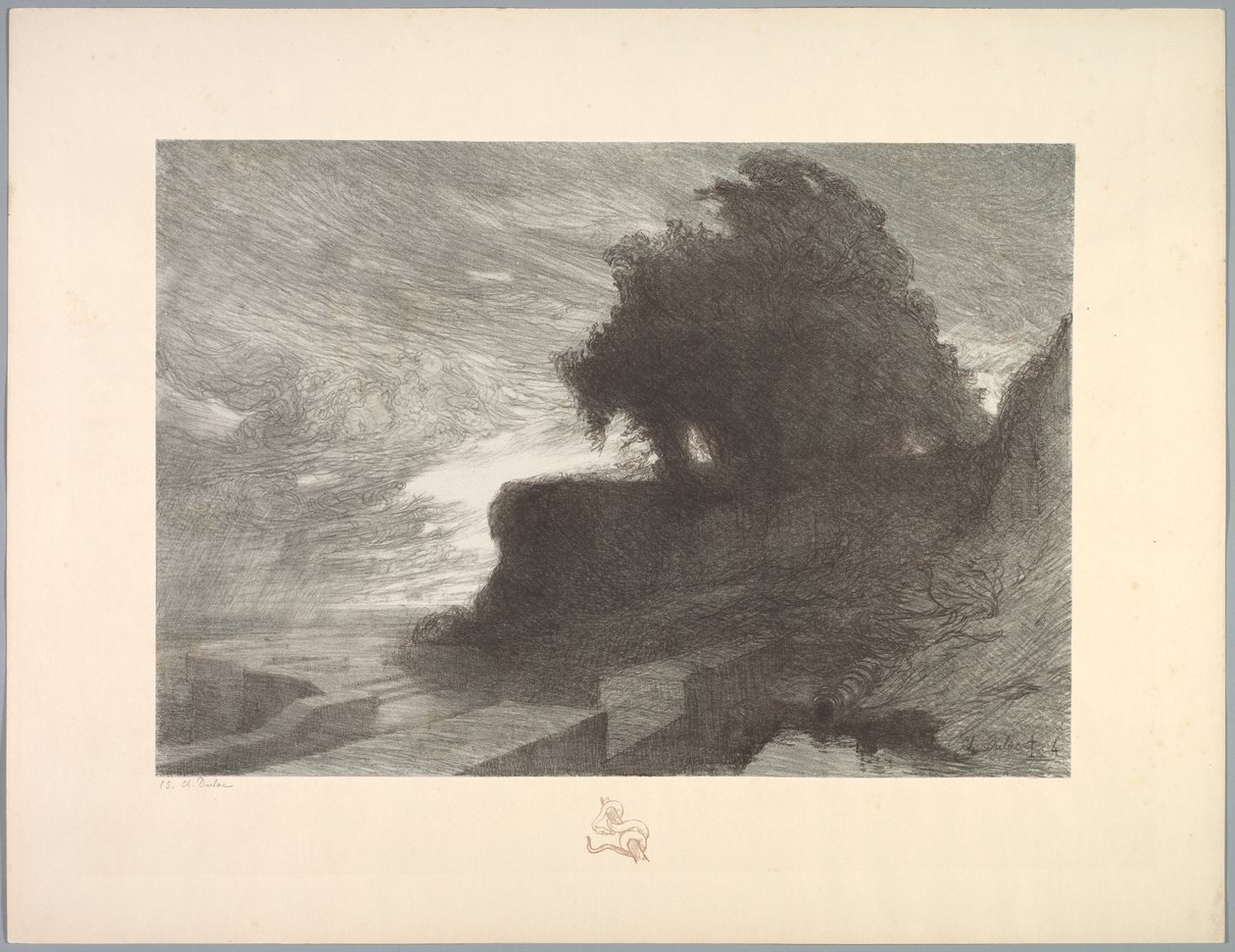 Suite de Paysages: Paysage, Planche 4, Remarque, Serpent - Charles Marie Dulac