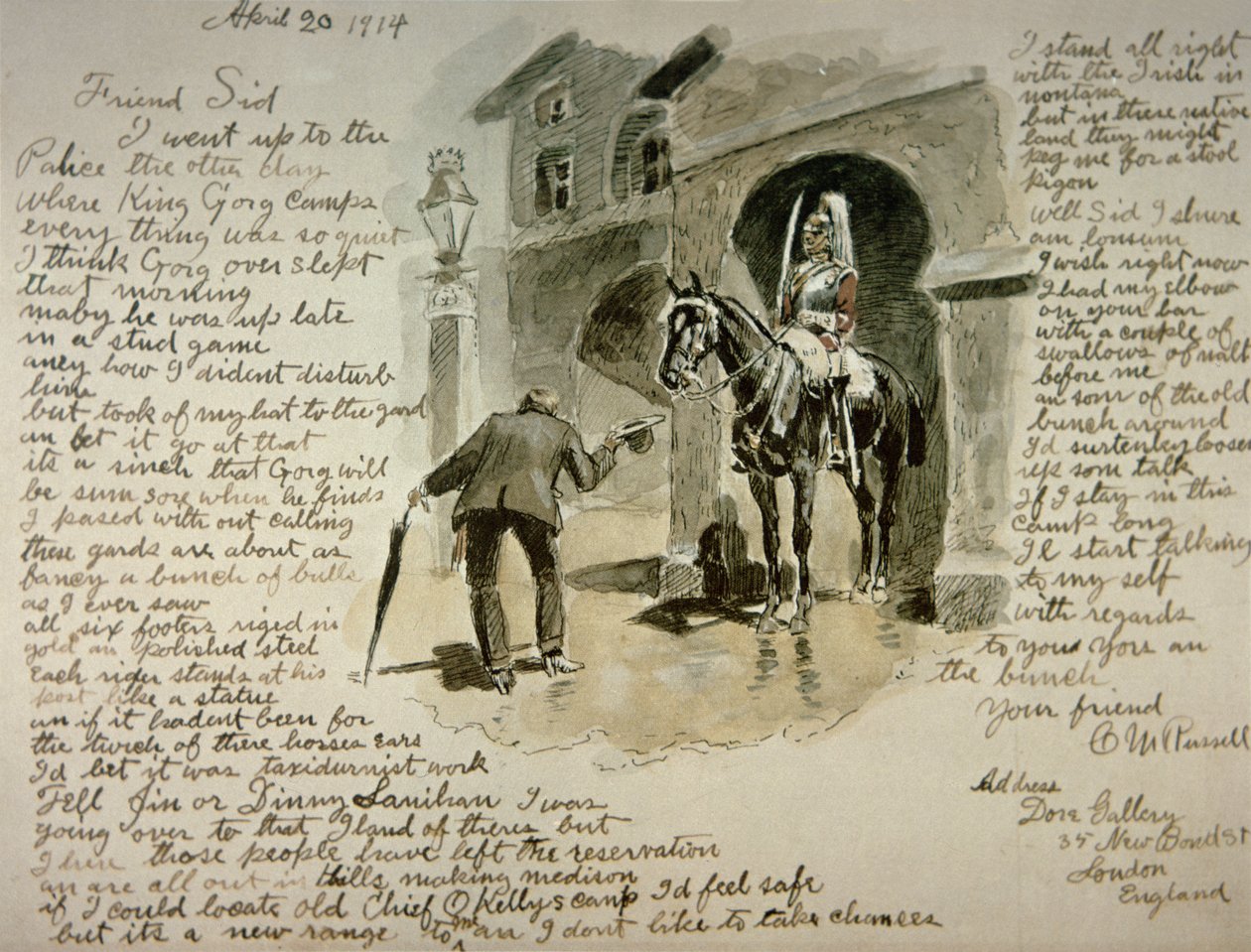 Lettre illustrée, 20 avril 1914 - Charles Marion Russell
