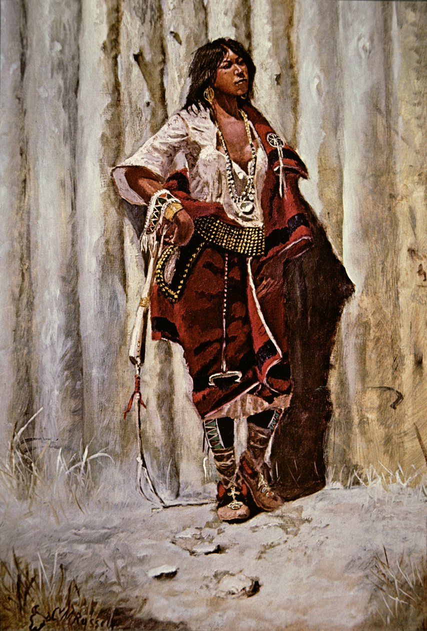 Jeune fille indienne au fort - Charles Marion Russell