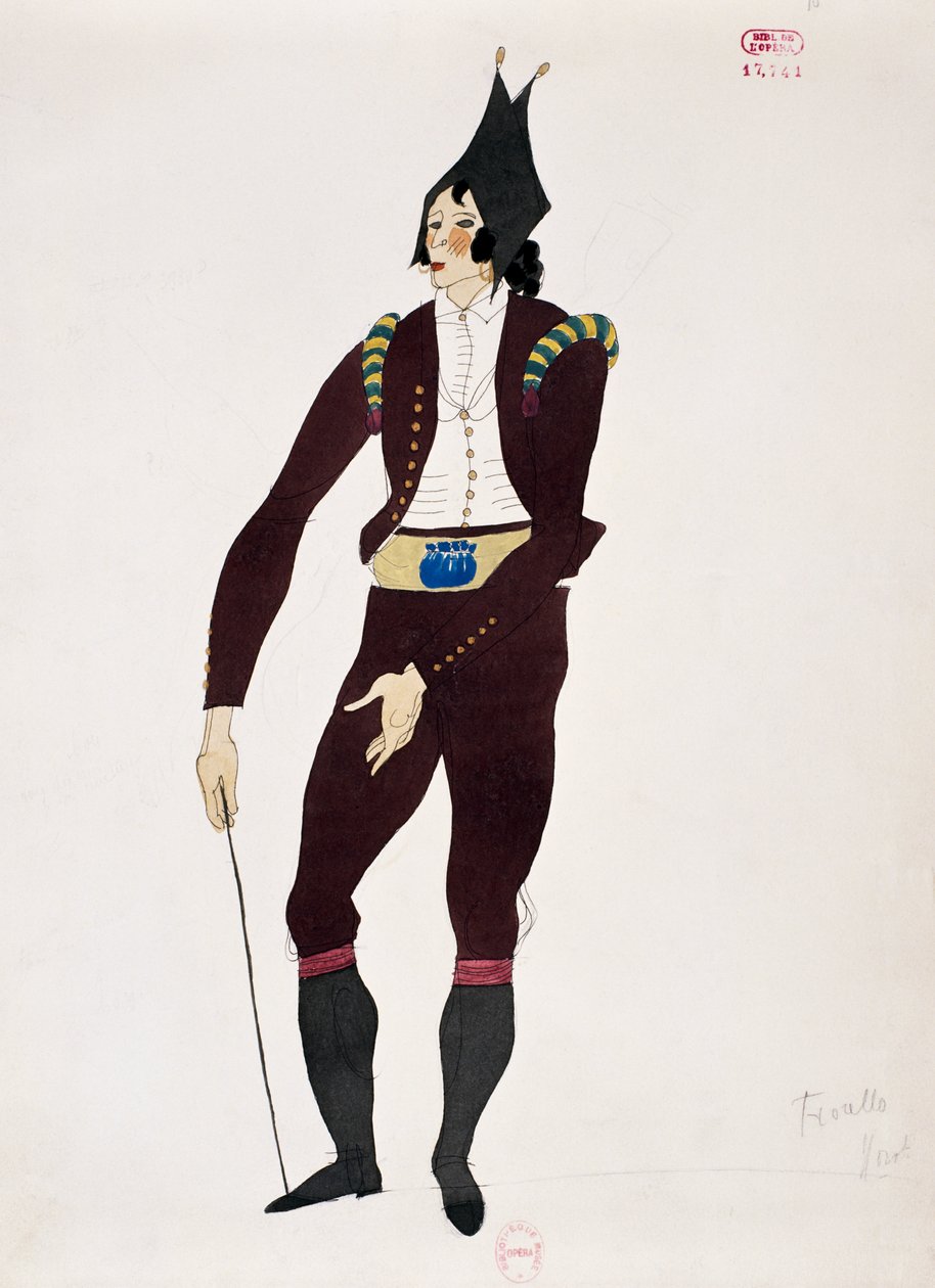 Costume pour le personnage de Fiorello du Barbier de Séville de Gioacchino Rossini, croquis de Charles Martin - Charles Martin