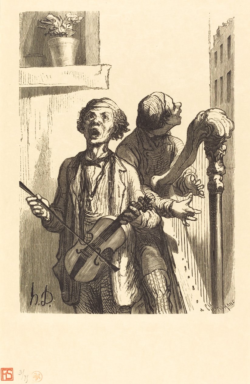 Les Chanteurs de rue - Charles Maurand after Honoré Daumier