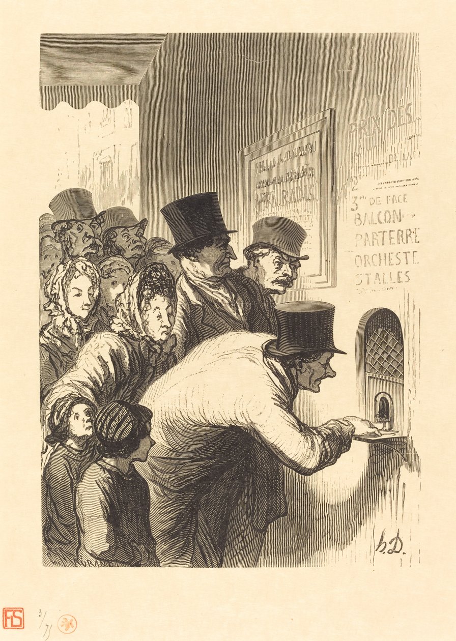 Un guichet de théâtre - Charles Maurand after Honoré Daumier