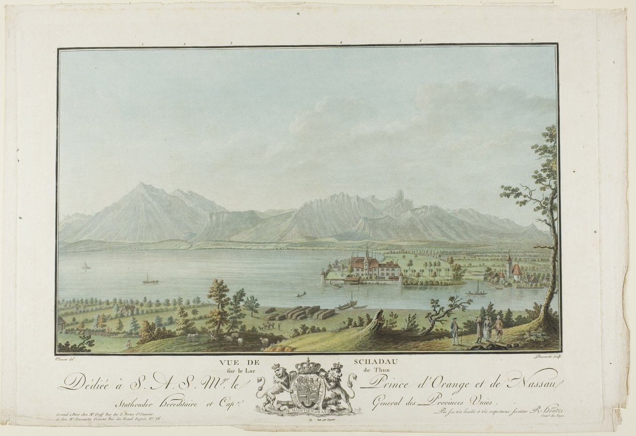 Vue de Schadau sur le Lac de Thun - Charles Melchior Descourtis