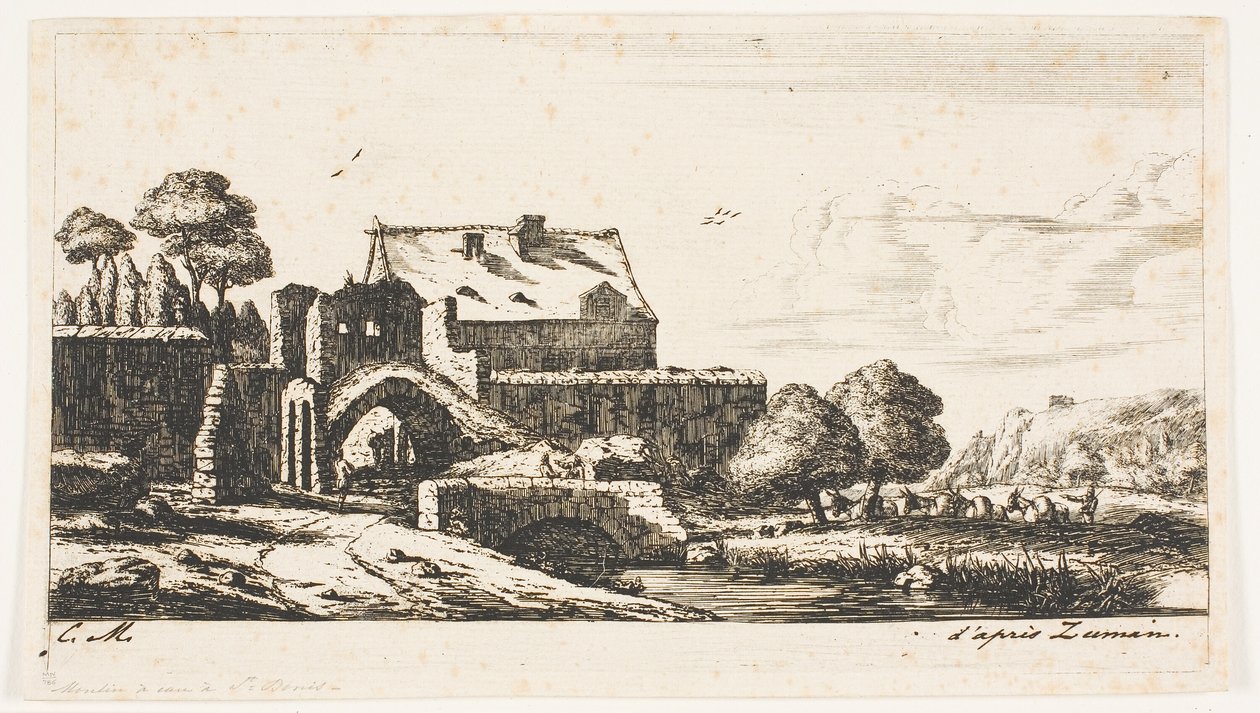 Un moulin à eau près de Saint-Denis - Charles Meryon