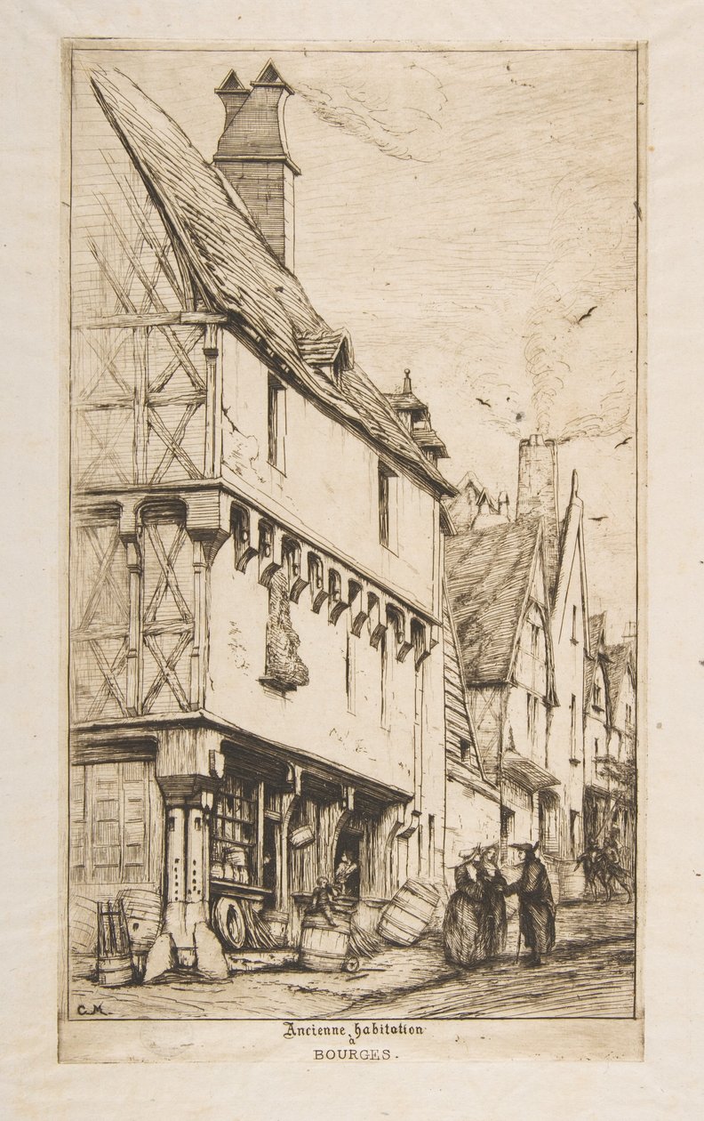 Une vieille maison, ou la maison du musicien, Bourges - Charles Meryon