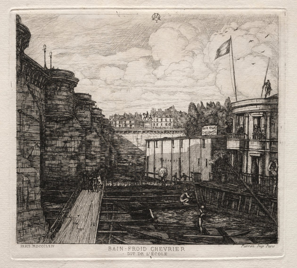 Établissement de bains froids Chevrier, Paris - Charles Meryon