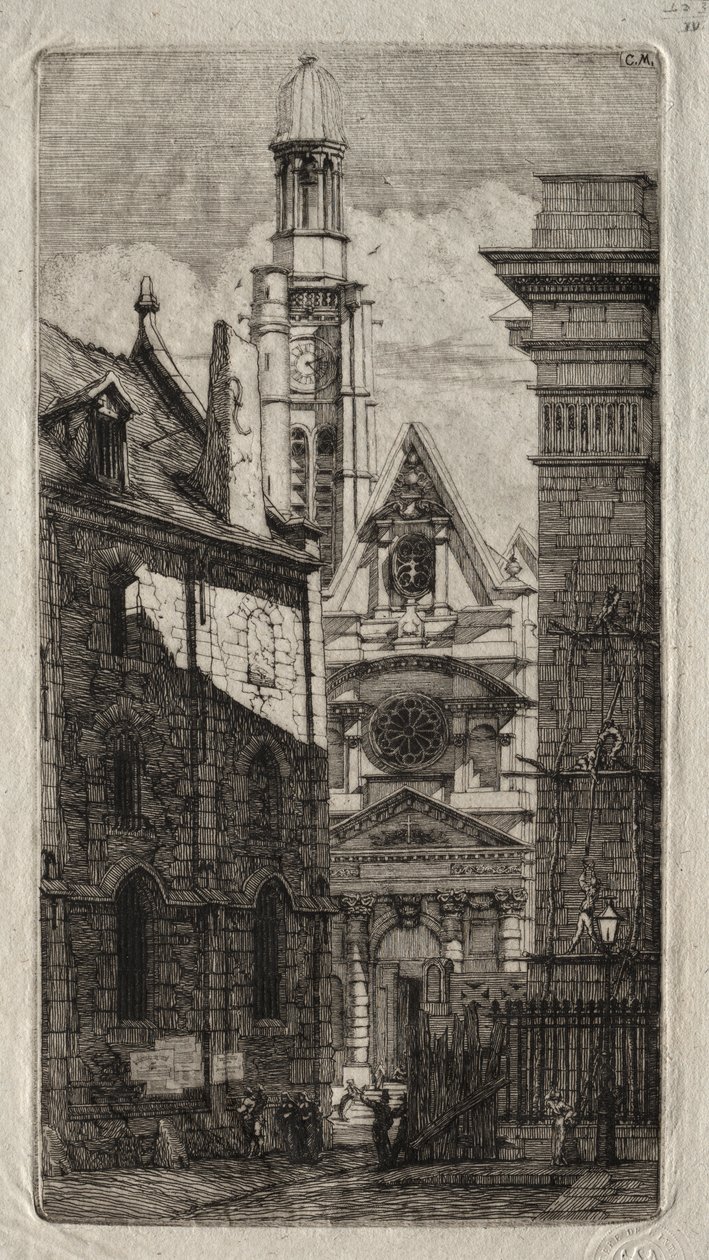 Eaux-fortes de Paris : Église Saint-Étienne-du-Mont - Charles Meryon
