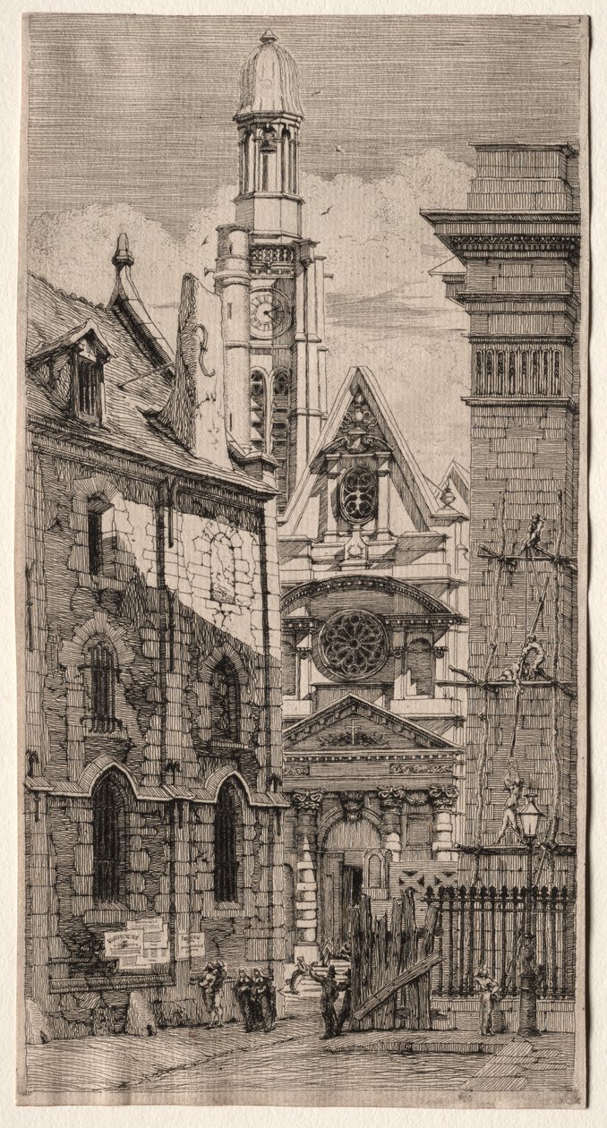 Gravures de Paris : Église Saint-Étienne-du-Mont - Charles Meryon