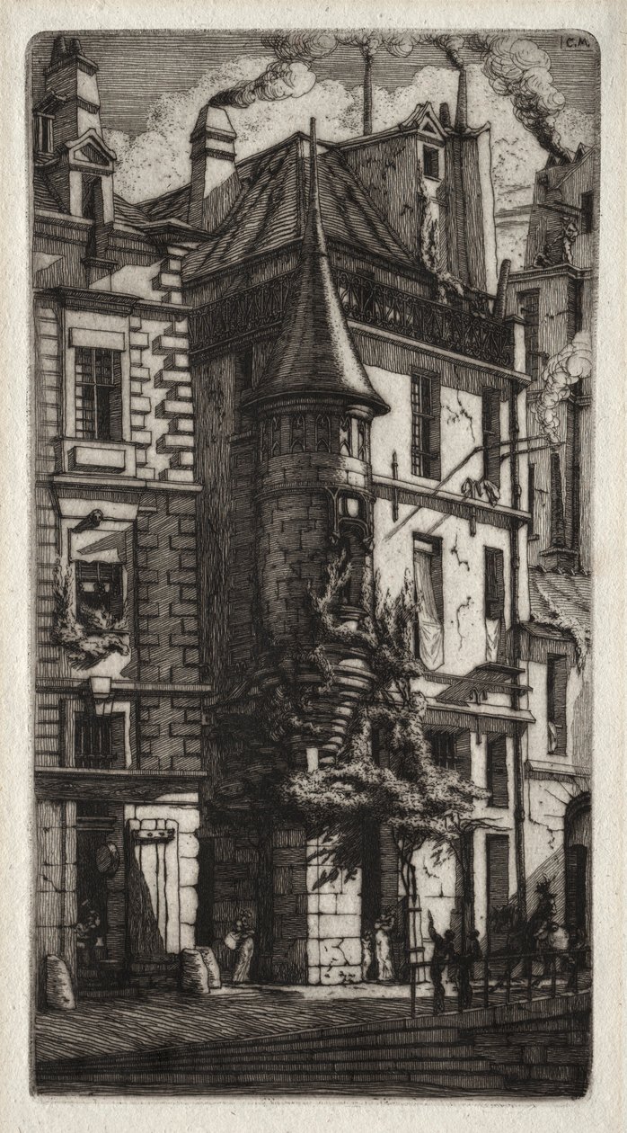 Eaux-fortes de Paris : Maison avec une tourelle, rue des Tisserands, 1852 - Charles Meryon