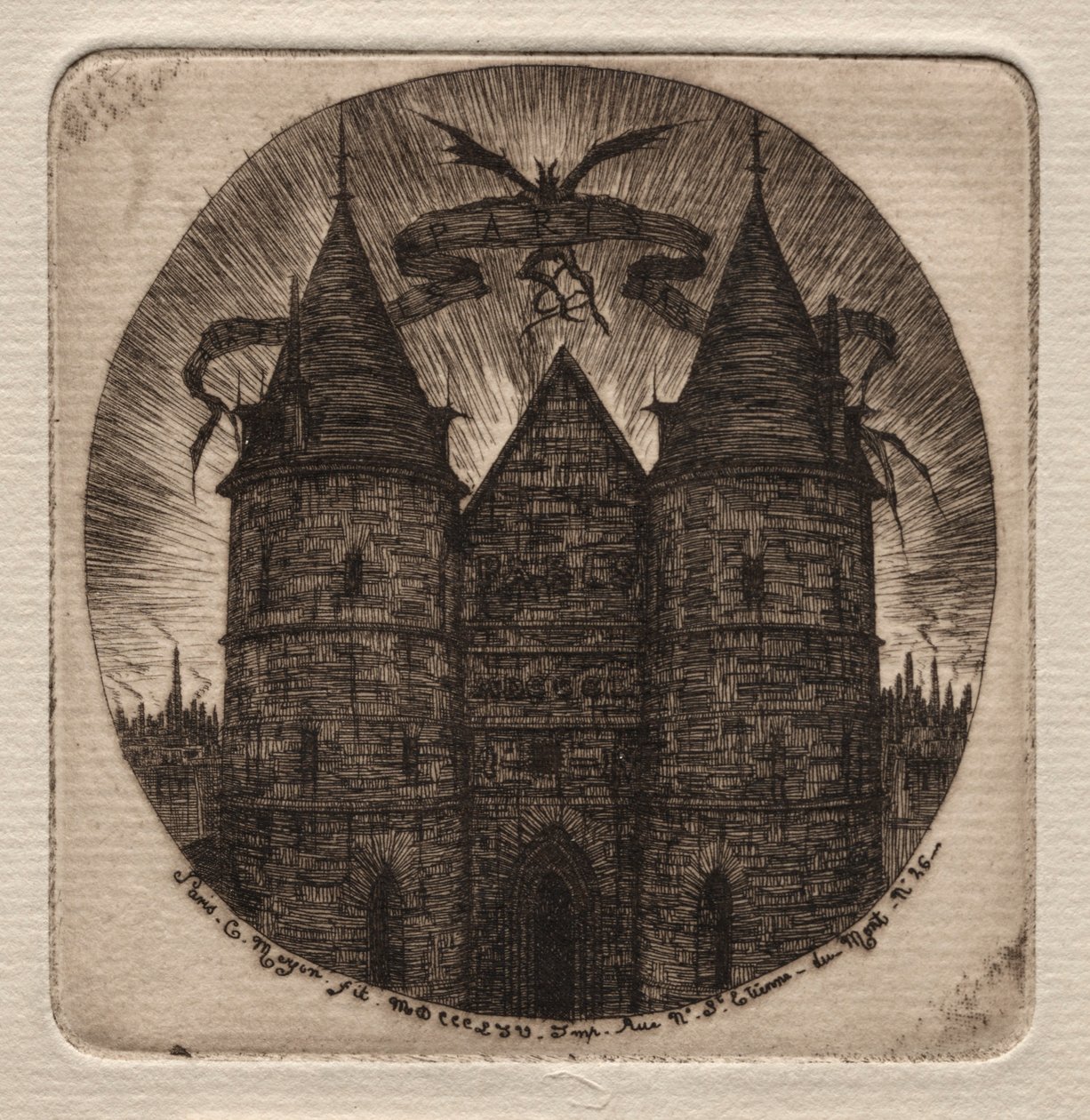 Eaux-fortes de Paris : Ancienne porte du Palais de Justice, 1854 - Charles Meryon