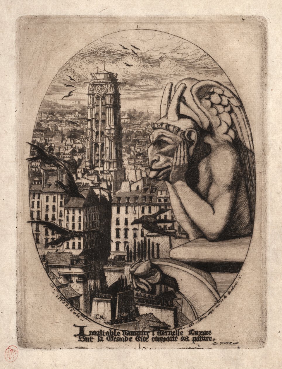 Eaux-fortes de Paris : La gargouille - Charles Meryon