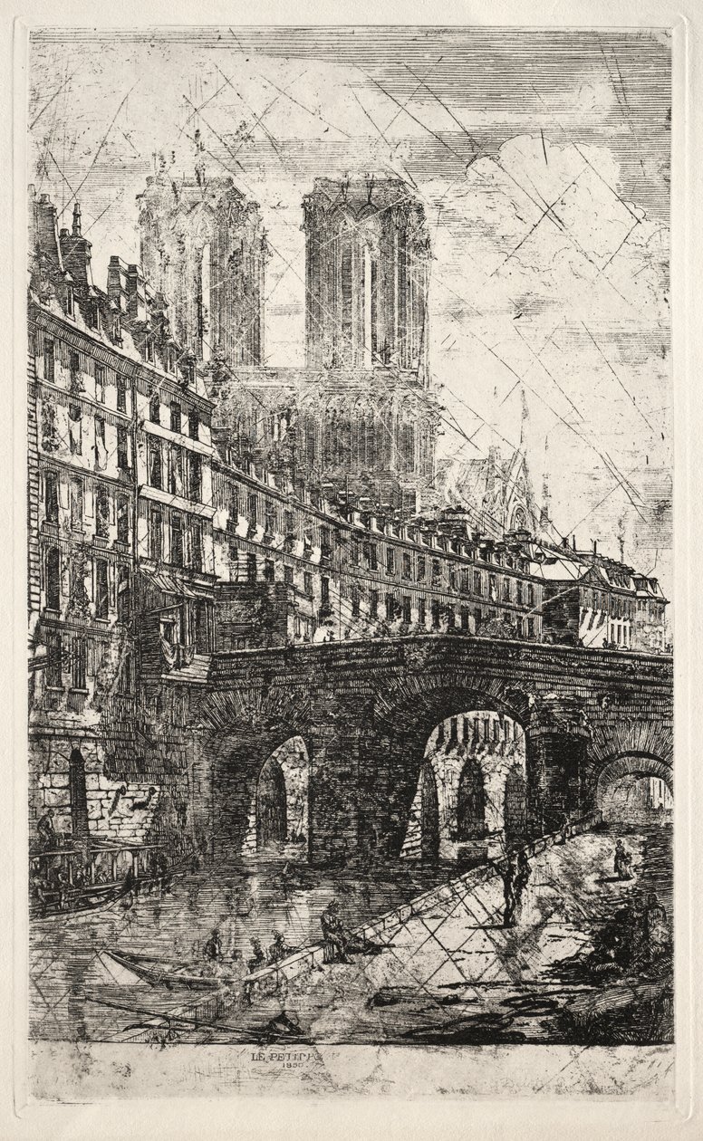Eaux-fortes de Paris : Le Petit Pont - Charles Meryon