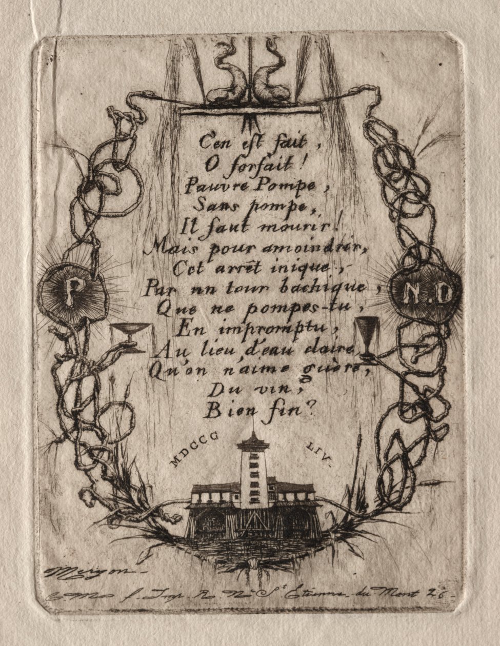 Eaux-fortes de Paris : La pompe de Notre-Dame, petite plaque - Charles Meryon