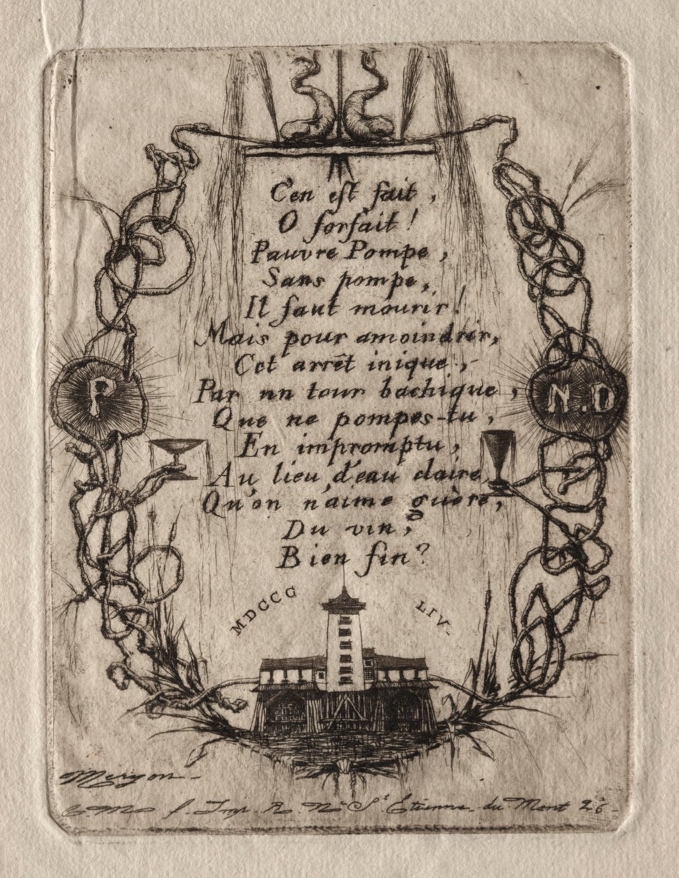 Eaux-fortes de Paris : La pompe de Notre-Dame, petite plaque - Charles Meryon