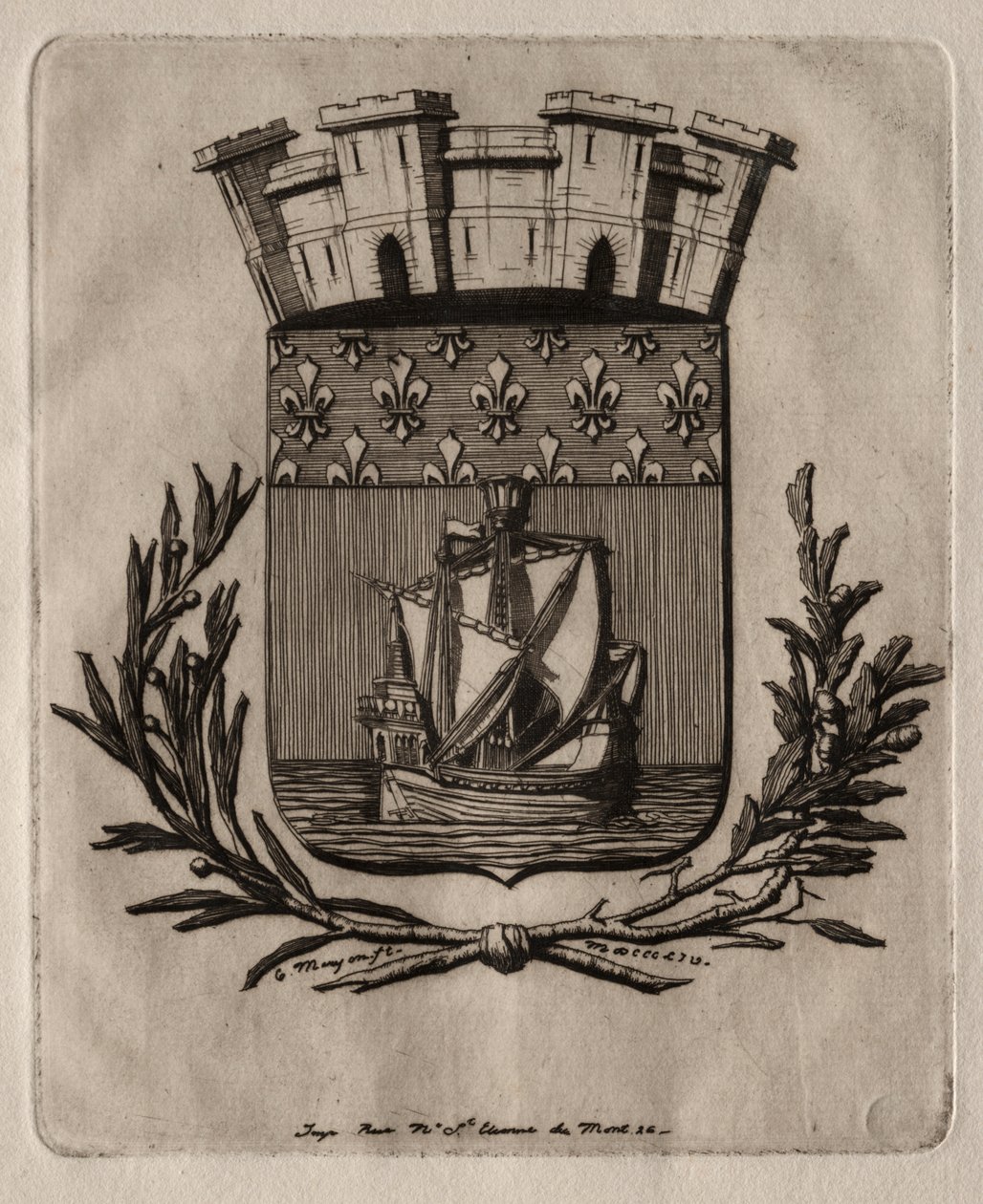 Eaux-fortes de Paris : Les armes symboliques de la ville de Paris - Charles Meryon