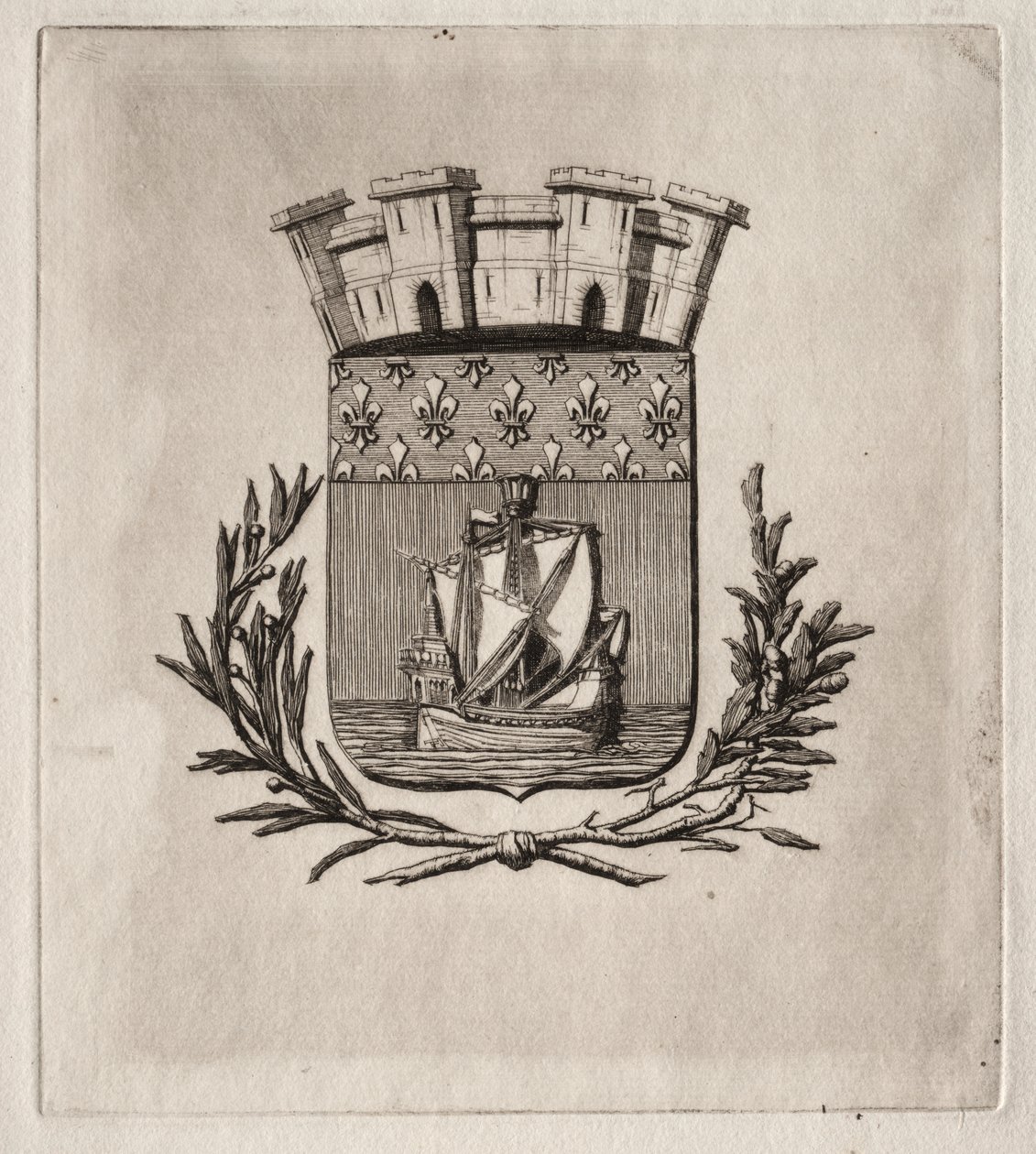Gravures de Paris : Les Armes symboliques de la ville de Paris - Charles Meryon