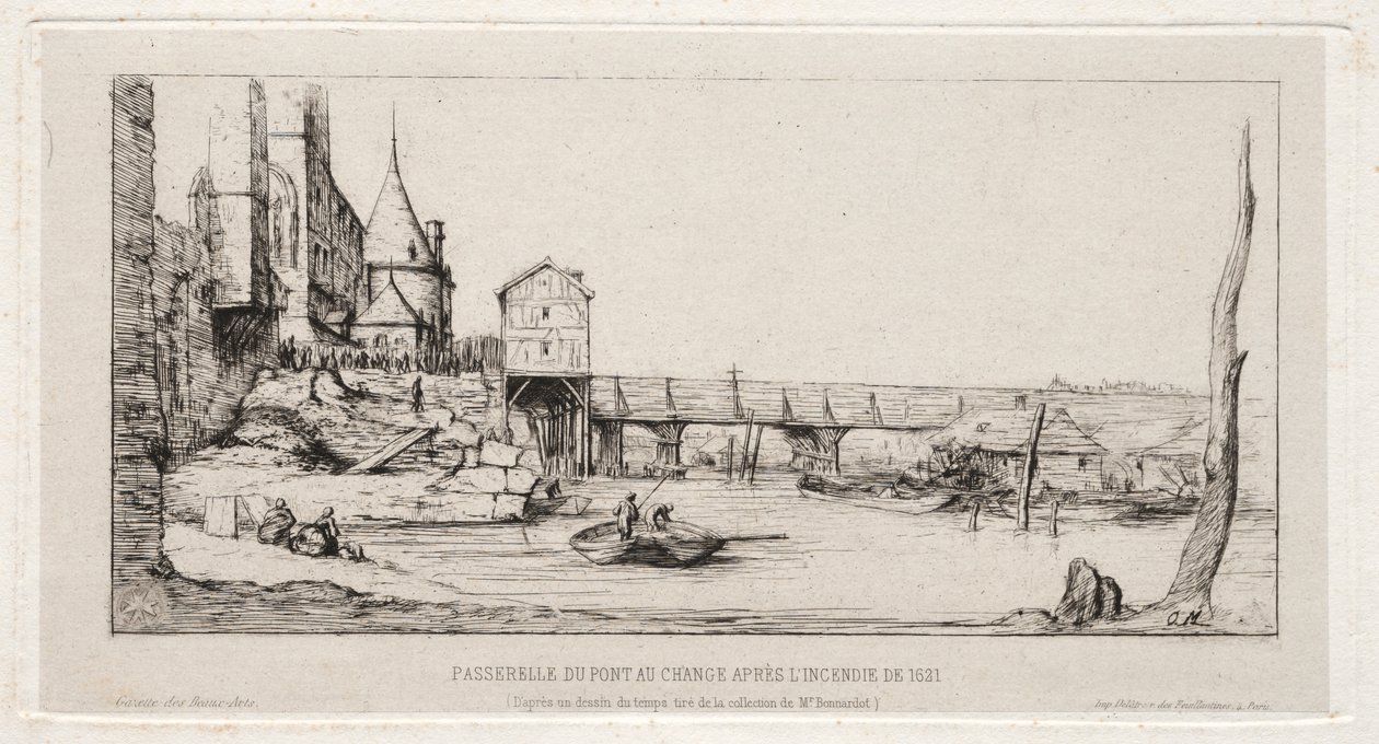 Passerelle remplaçant temporairement le Pont de la Bourse, Paris, après l