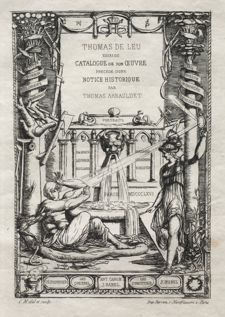 Frontispice pour un catalogue des gravures de Thomas de Leu - Charles Meryon