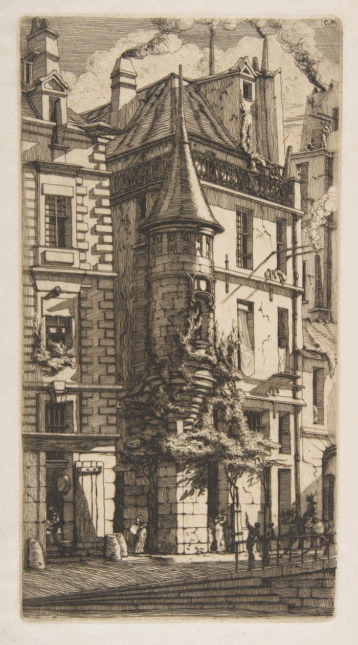 Maison avec une tourelle, rue de la Tixéranderie, Paris - Charles Meryon