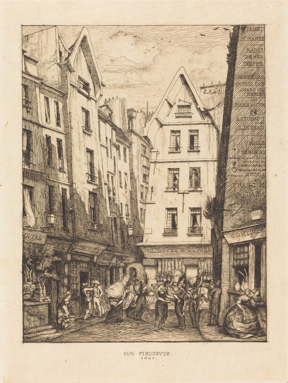 La Rue Pirouette aux halles, Paris (Pirouette Street, Near the Markets, Paris) - Charles Meryon