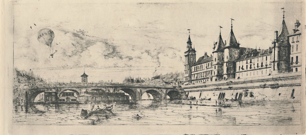 Le Pont-Au-Change 2ème état, 6 18 x 13 116 pouces, 1854, 1927 - Charles Meryon