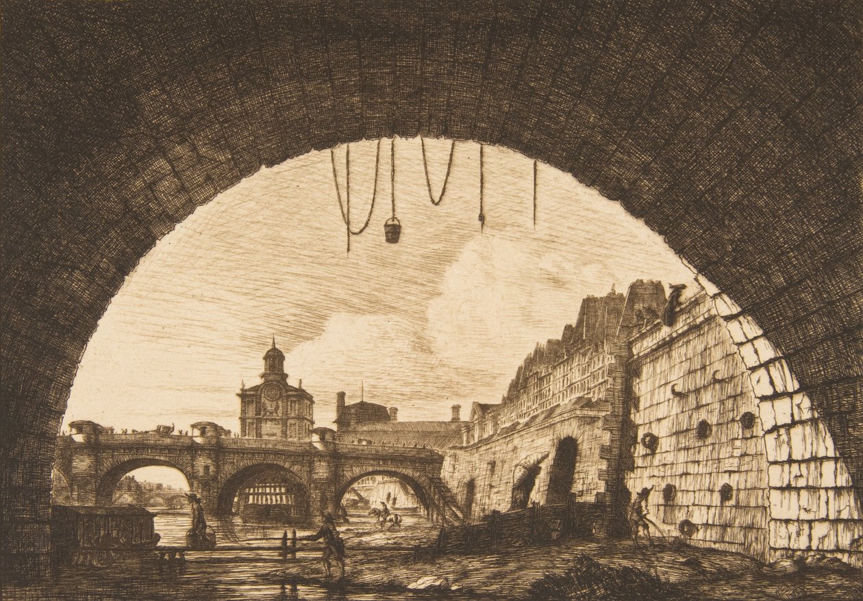 Le Pont-neuf et la Samaritaine de dessous la première arche du Pont-au-Change Pont-neuf..., 1855 - Charles Meryon