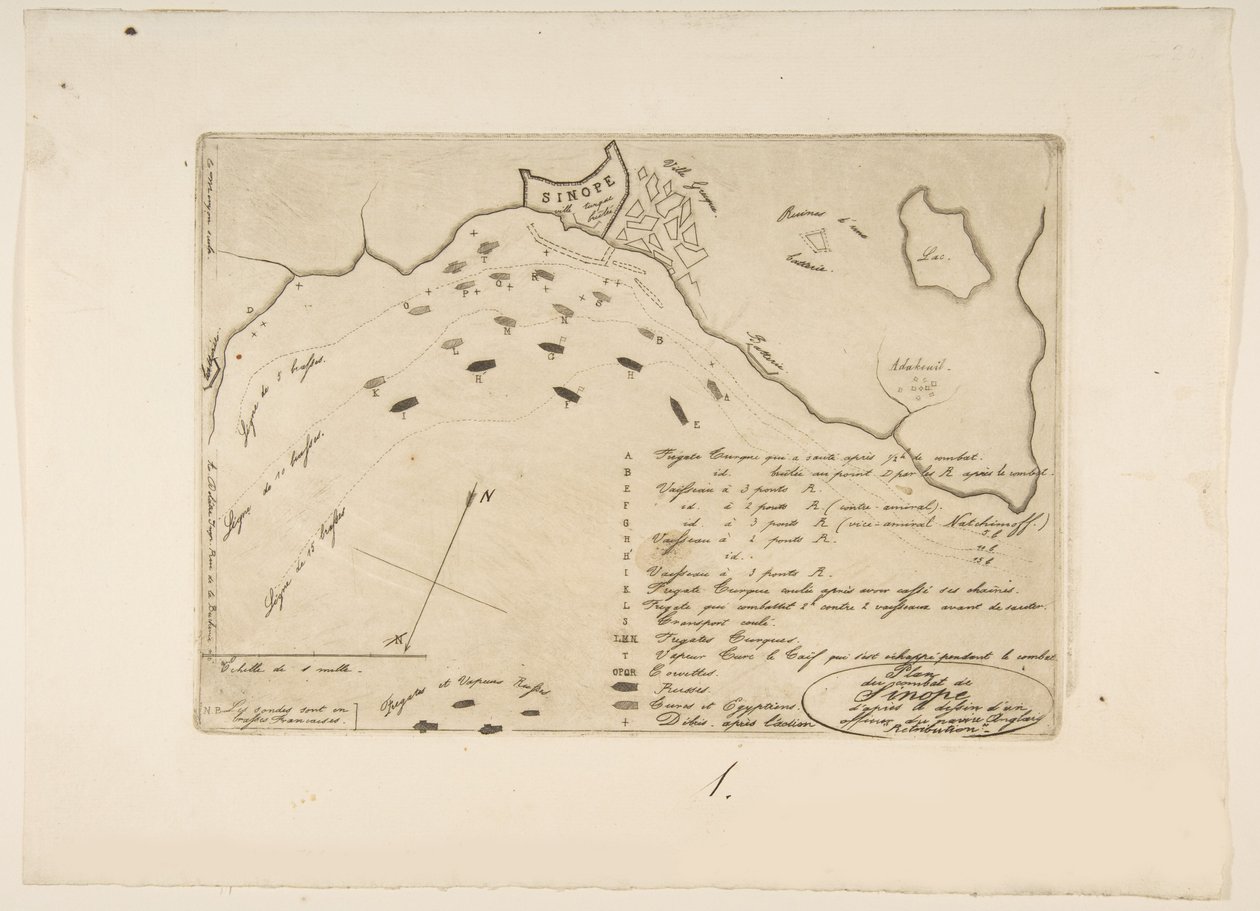 Plan de la bataille de Sinope, 1853 - Charles Meryon