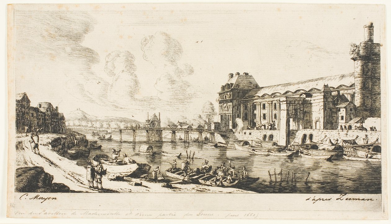 Le "Pavillon de Mademoiselle" et une partie du Louvre - Charles Meryon