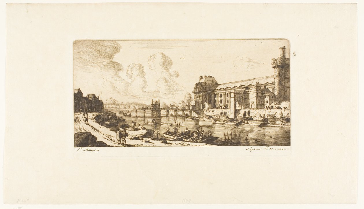 Le "Pavillon de Mademoiselle" et une partie du Louvre - Charles Meryon