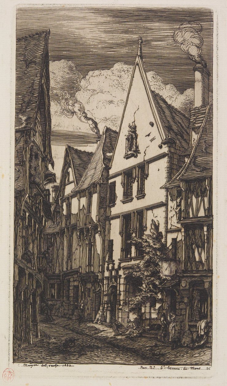 View along Rue des Toiles, Bourges - Charles Meryon