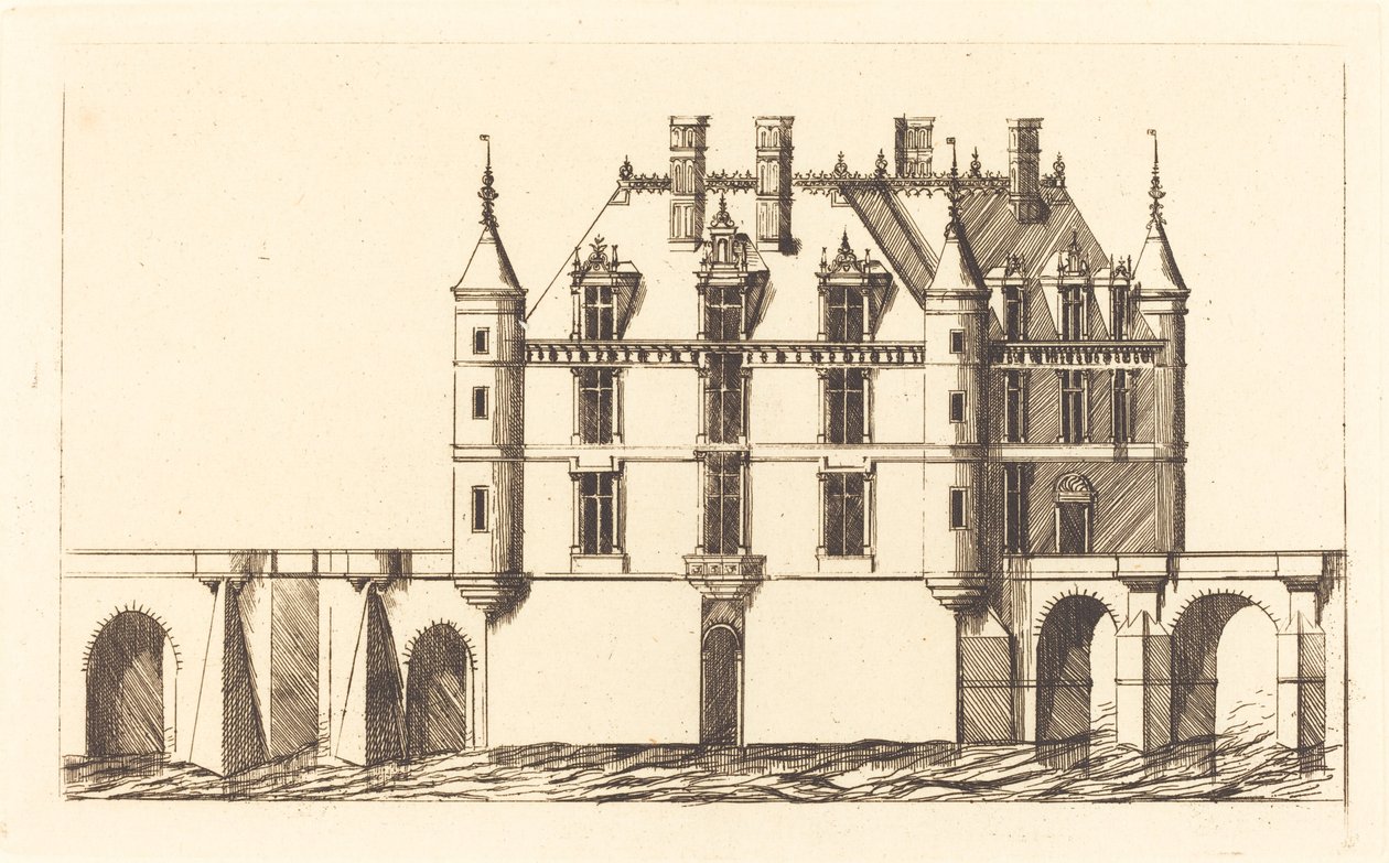 Château de Chenonceau, 1re planche - Charles Meryon after Jacques Androuet Ducerceau I