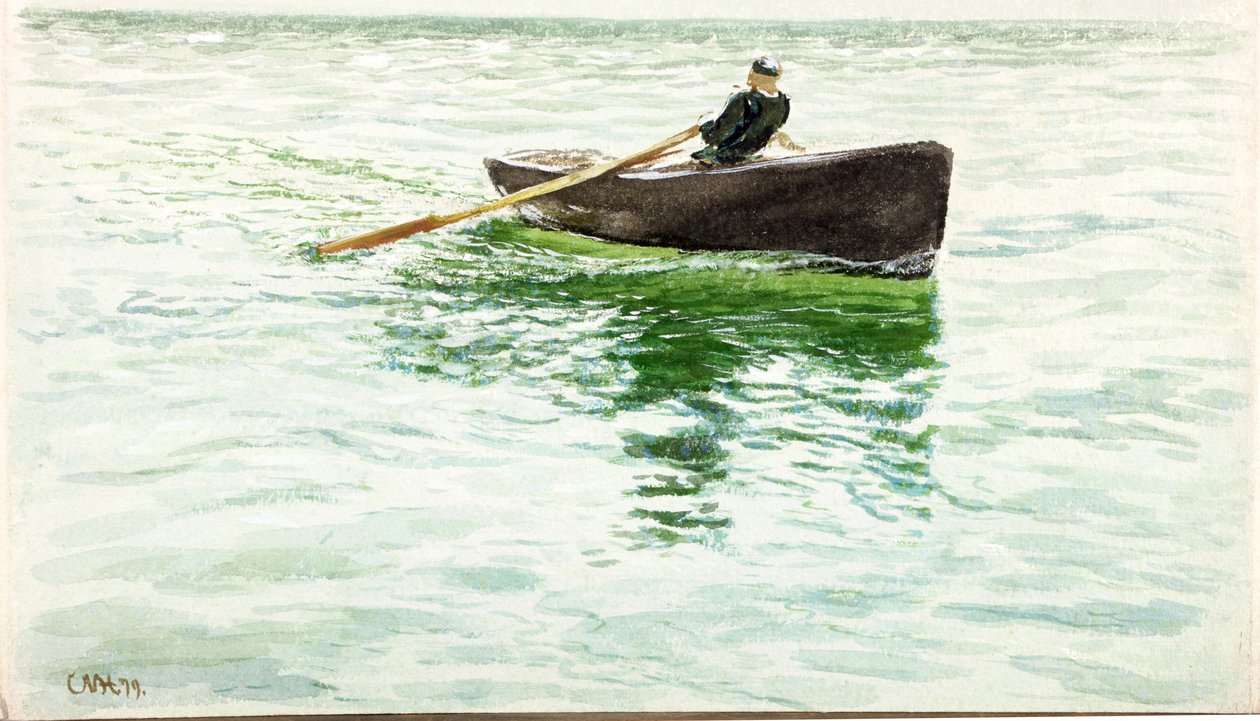 Homme ramant une barque - Charles Napier Hemy