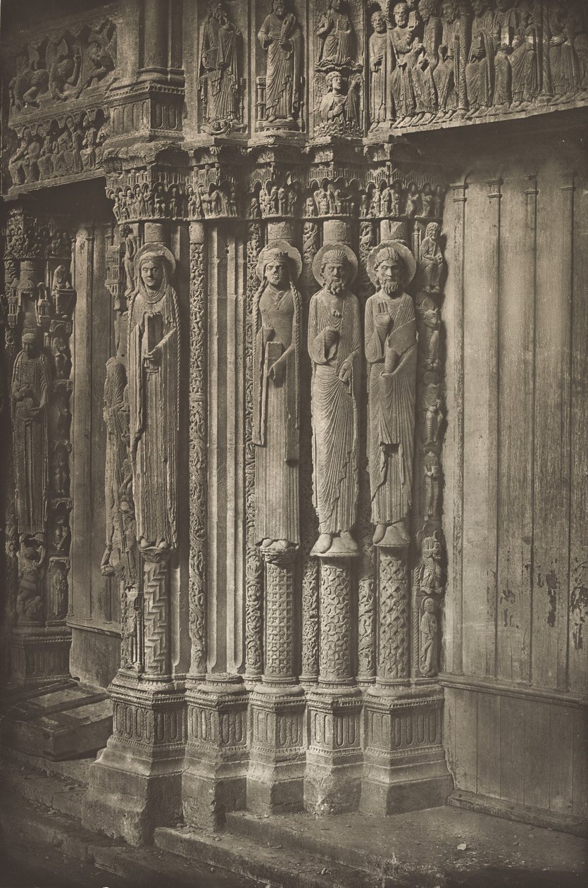 Cathédrale de Chartres. Porte droite du portail royal, côté ouest, XIIe siècle, avant juillet 1857 - Charles Nègre