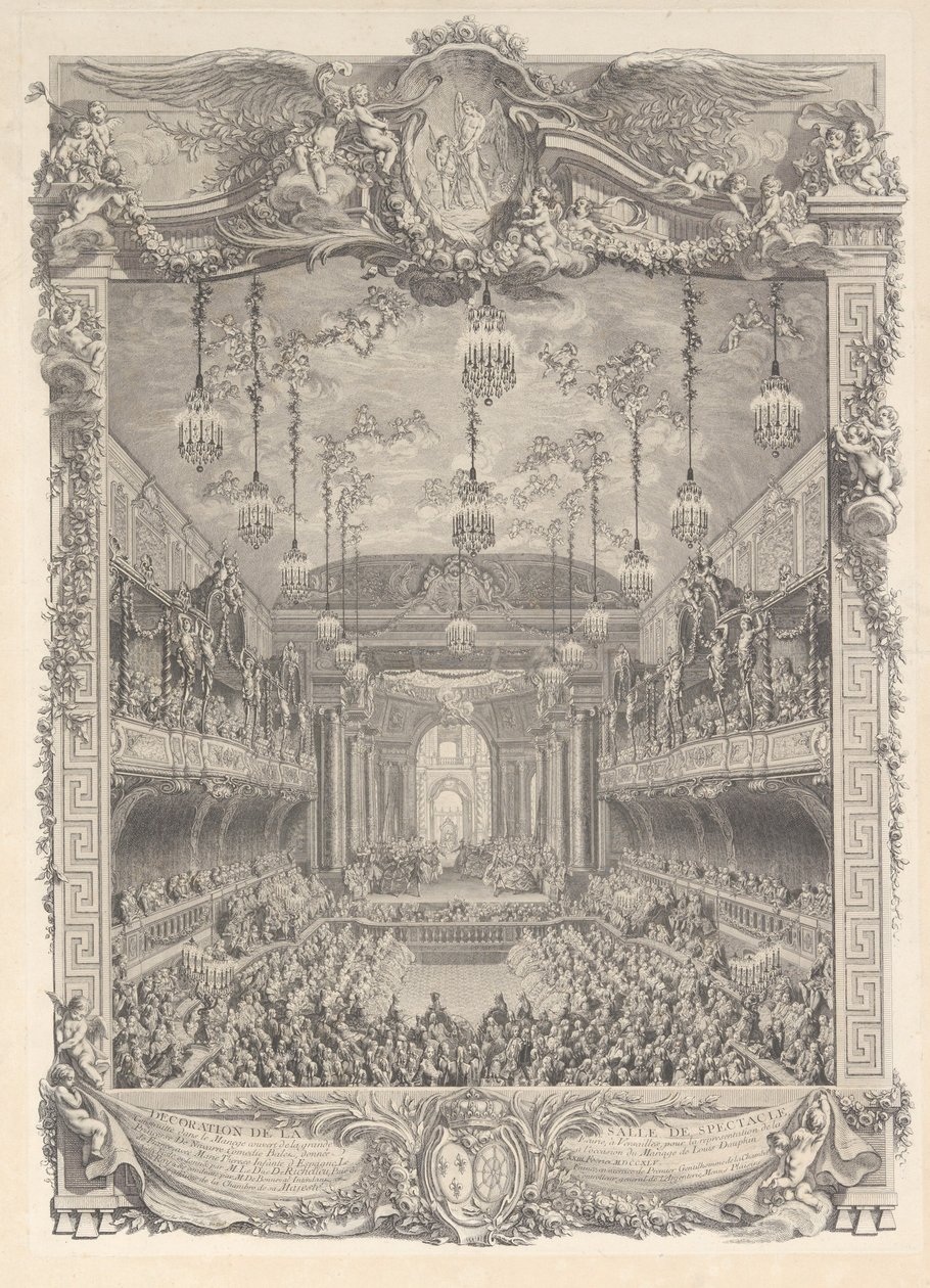 Décoration de la salle de spectacle construite à Versailles pour la représentation - Charles Nicolas Cochin