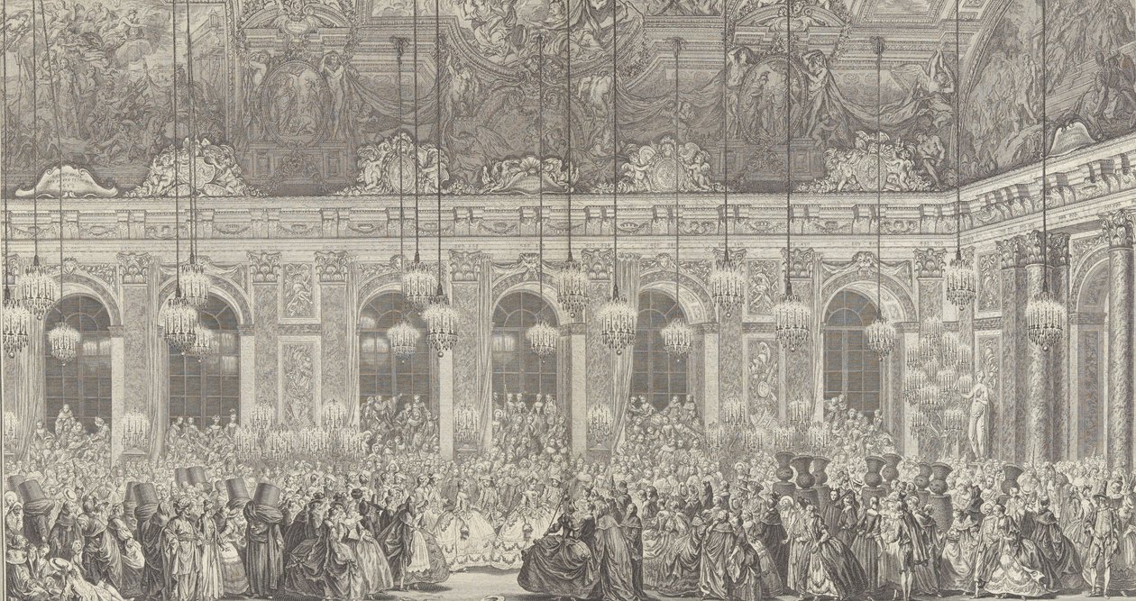Décoration pour un bal masqué à Versailles, vers 1860 réimpression de la planche de 1764 - Charles Nicolas Cochin