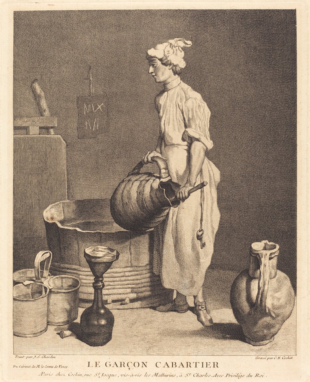 Le Garçon cabaretier - Charles Nicolas Cochin I after Jean Siméon Chardin