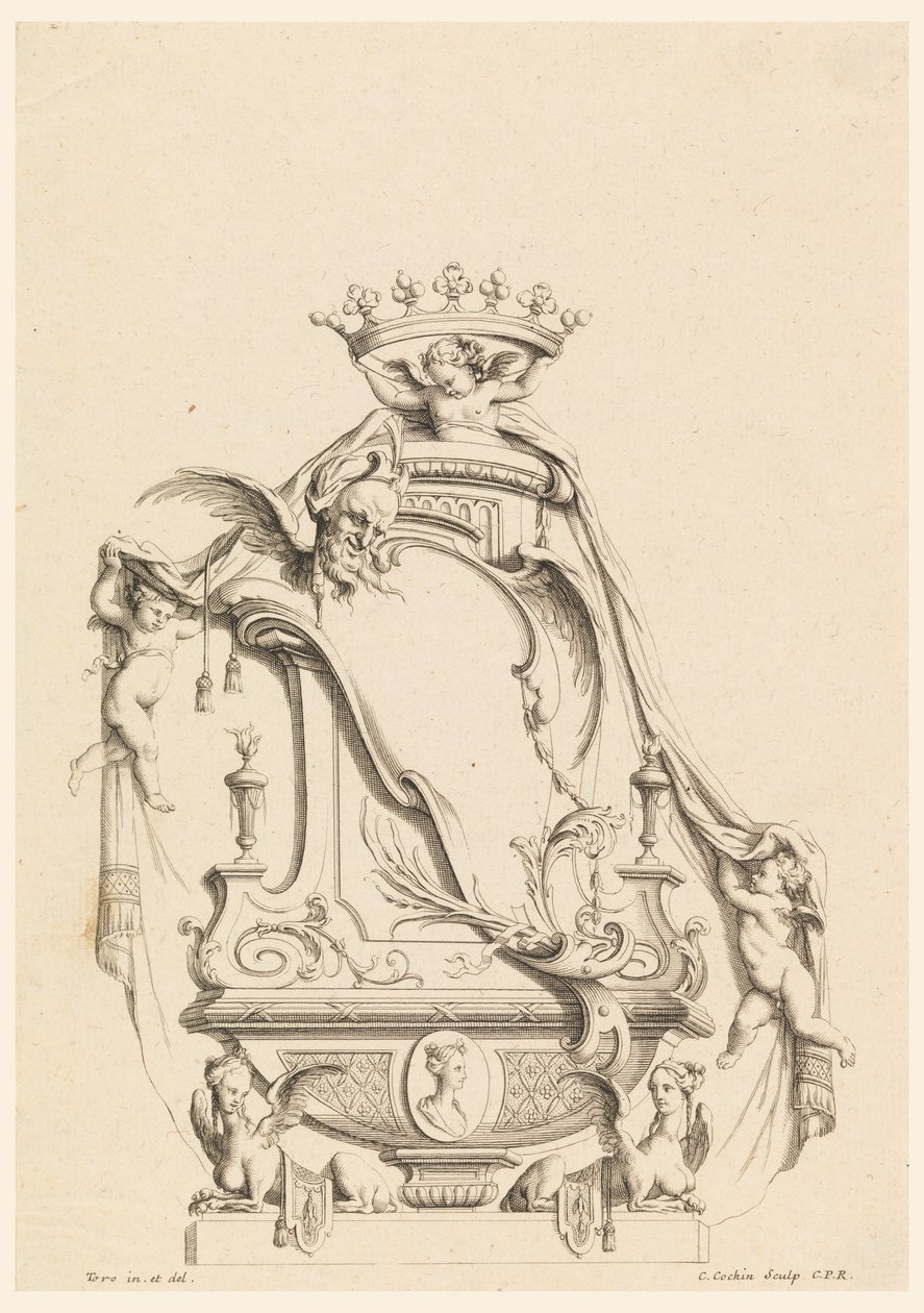 Design pour cartouche de "Cartouches Nouvellement Inventez" - Charles Nicolas Cochin the younger