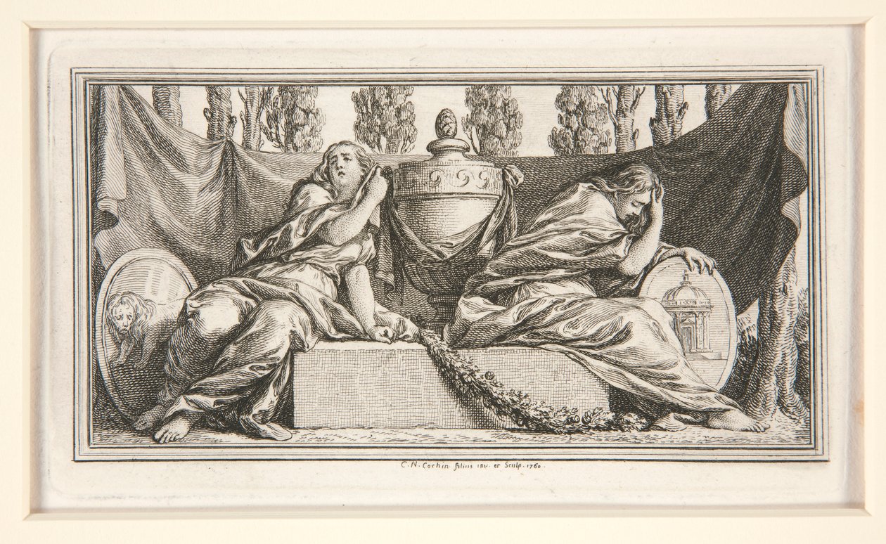 Vignette funéraire pour Mme. de France, Duchesse de Parme - Charles Nicolas Cochin the younger
