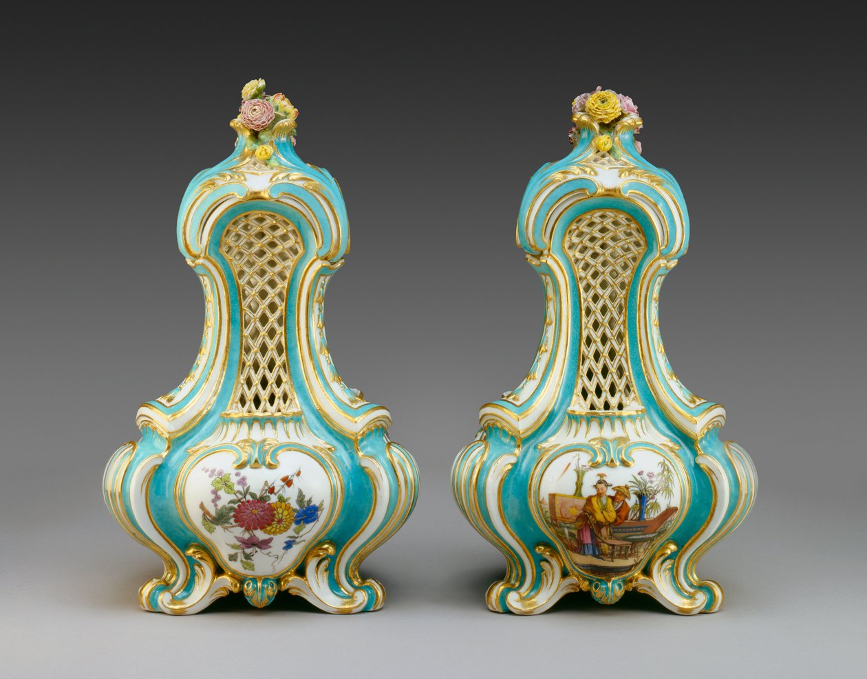 Paire de vases pot-pourri triangulaires - Charles Nicolas Dodin