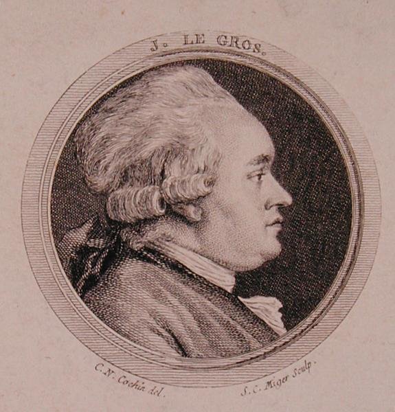 Portrait de Joseph Le Gros (1739-93) gravé par Simon Charles Miger (1736-1820) - Charles Nicolas II (after) Cochin