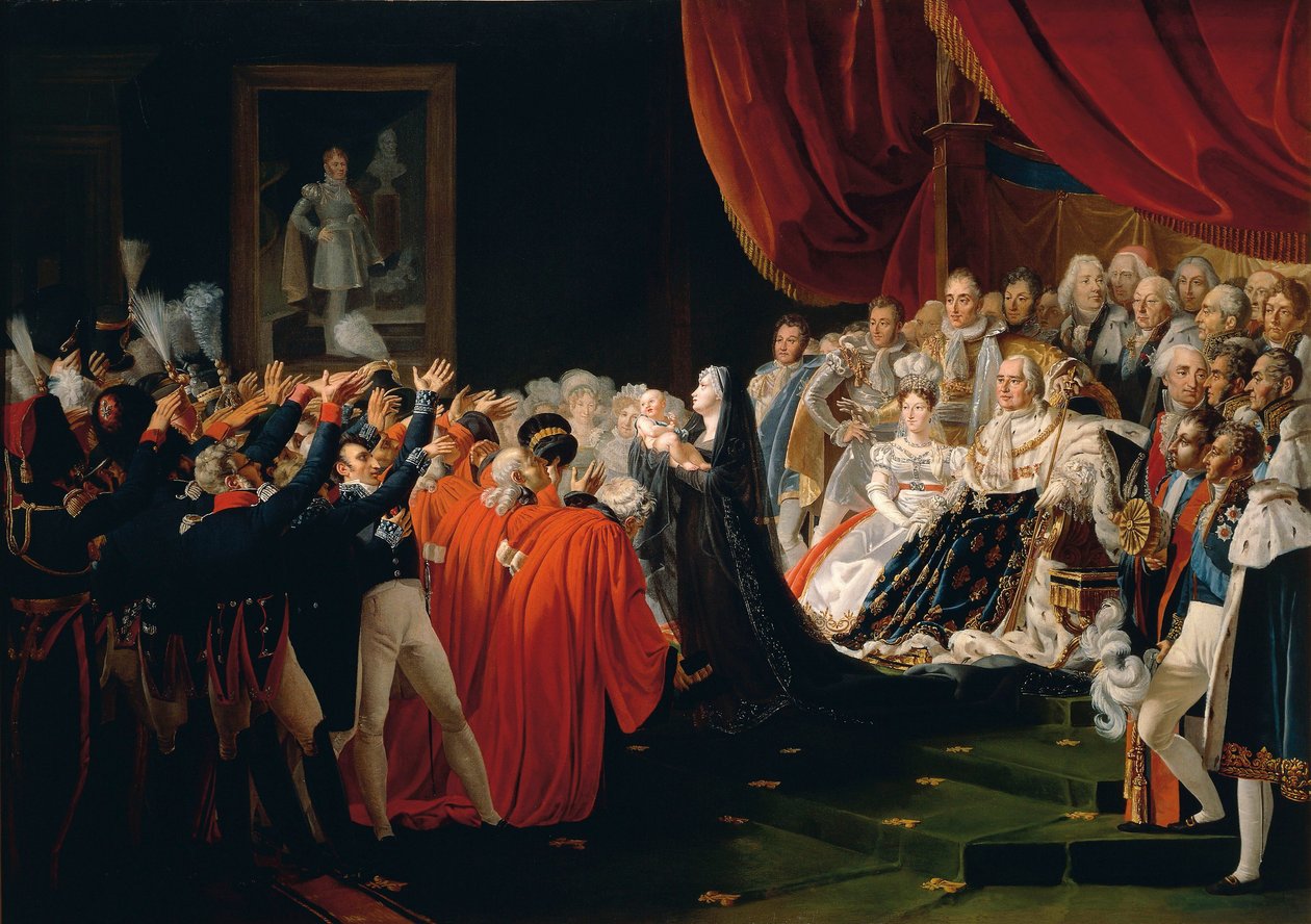 France, Versailles, La Duchesse de Berry présentant le Duc de Bordeaux aux spectateurs - Charles Nicolas Raphael Lafond
